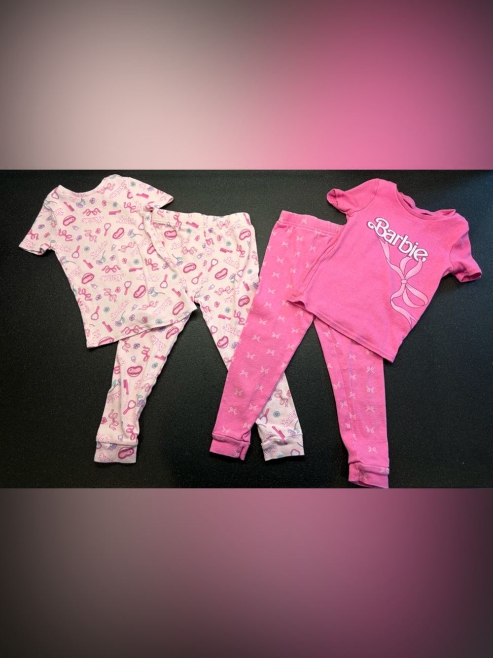 Bundle Mattel Pink Barbie Floral & Solid Pink Girls Pajama Bottoms